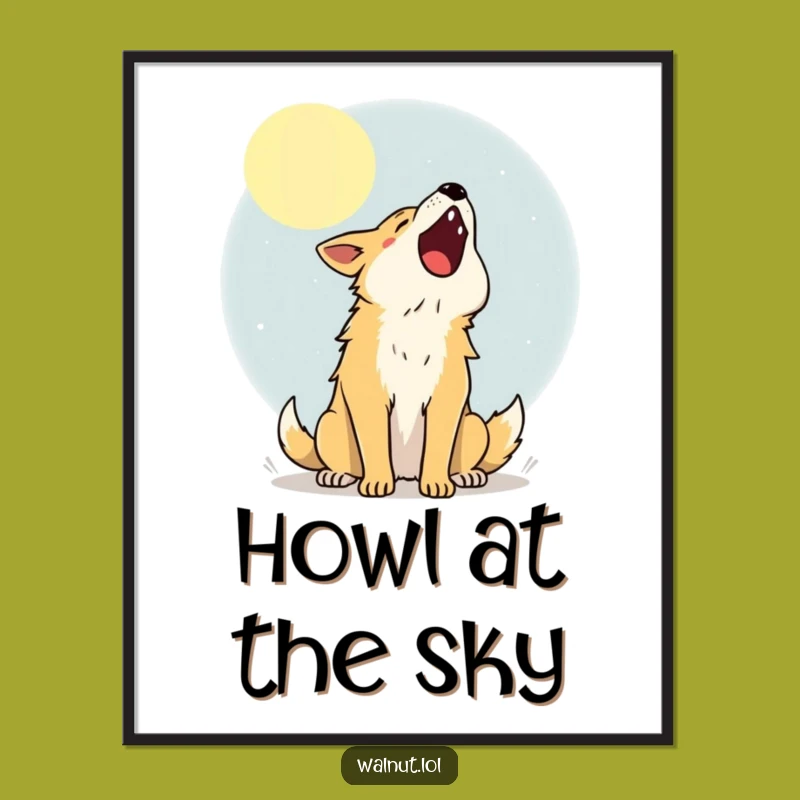 Printable Funny Moon Howler Art, Instant Night Sky Decor, Perfect Funny Gift