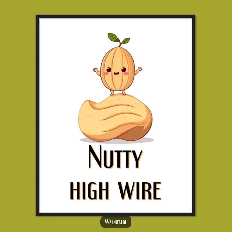 Funny Walnut & Cashew Digital Art: Nutty Balance Scene, Instant Humorous Download