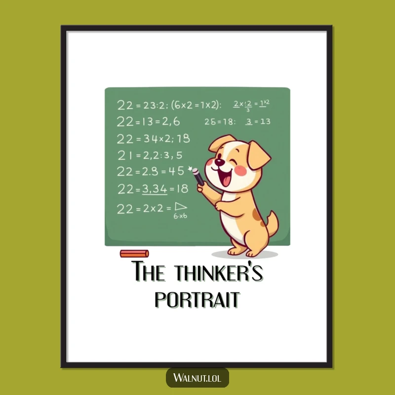 Funny Dog Chalkboard Art Digital Print: Genius Equations for Your Wall, Funny Gift
