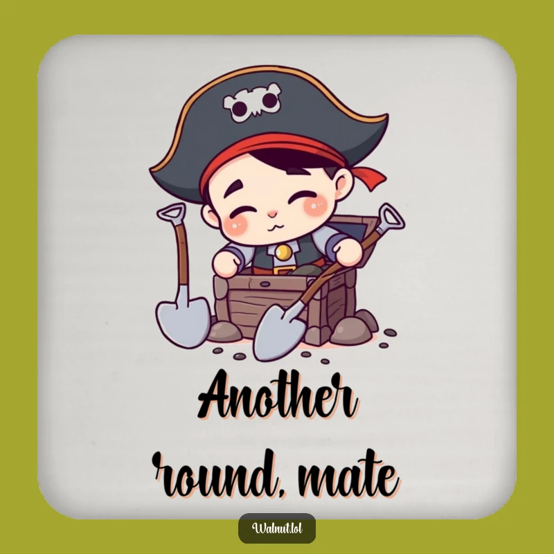 Funny Pirate Digging Coaster - Treasure Hunter Drink Base, Great Funny Gift