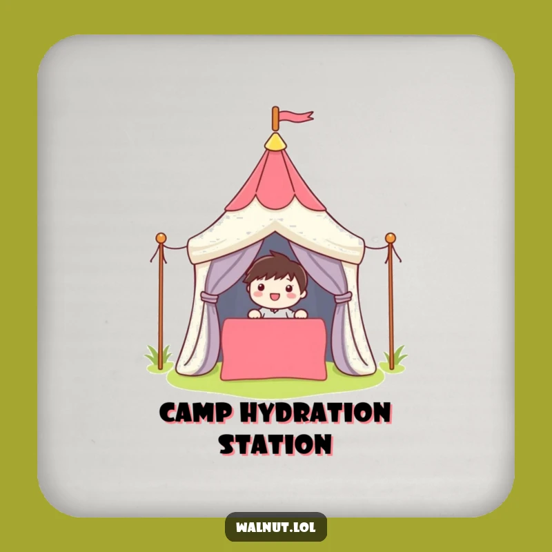 Funny Camper Coaster Set: Cute Character's Tent Protection