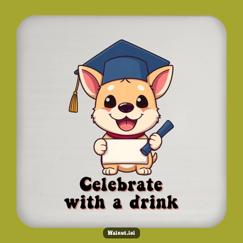 Funny Grad Dog Coaster Set: Protect Surfaces with this Celebratory Drink Accessory