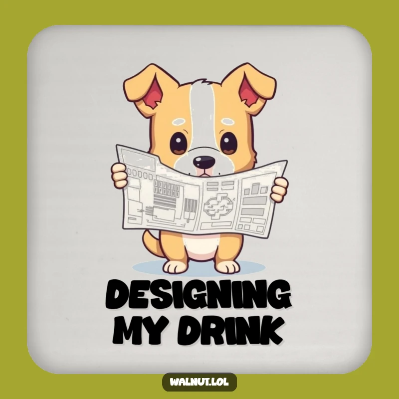 Funny Blueprint Dog Coaster: Protect Surfaces with Curious Humor, A Funny Gift