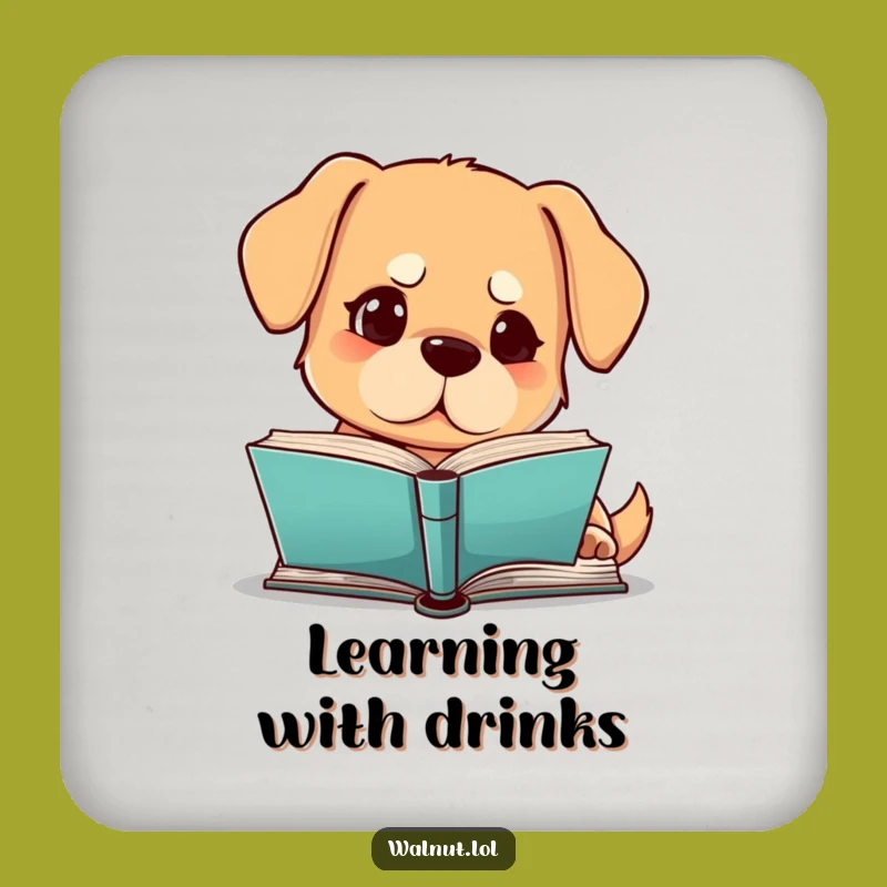Funny Dog Reading Coaster: Protect Surfaces Knowledgably, Unique Funny Gift!