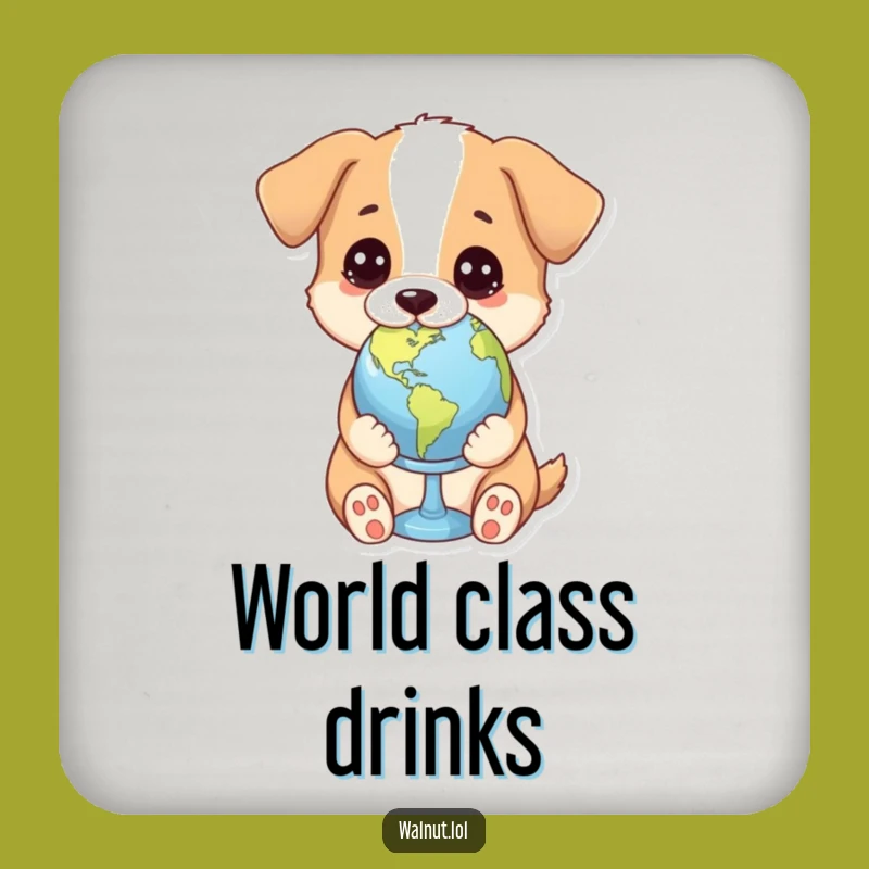 Funny Globe Dog Coaster: Protect Surfaces with Worldly Charm Gift