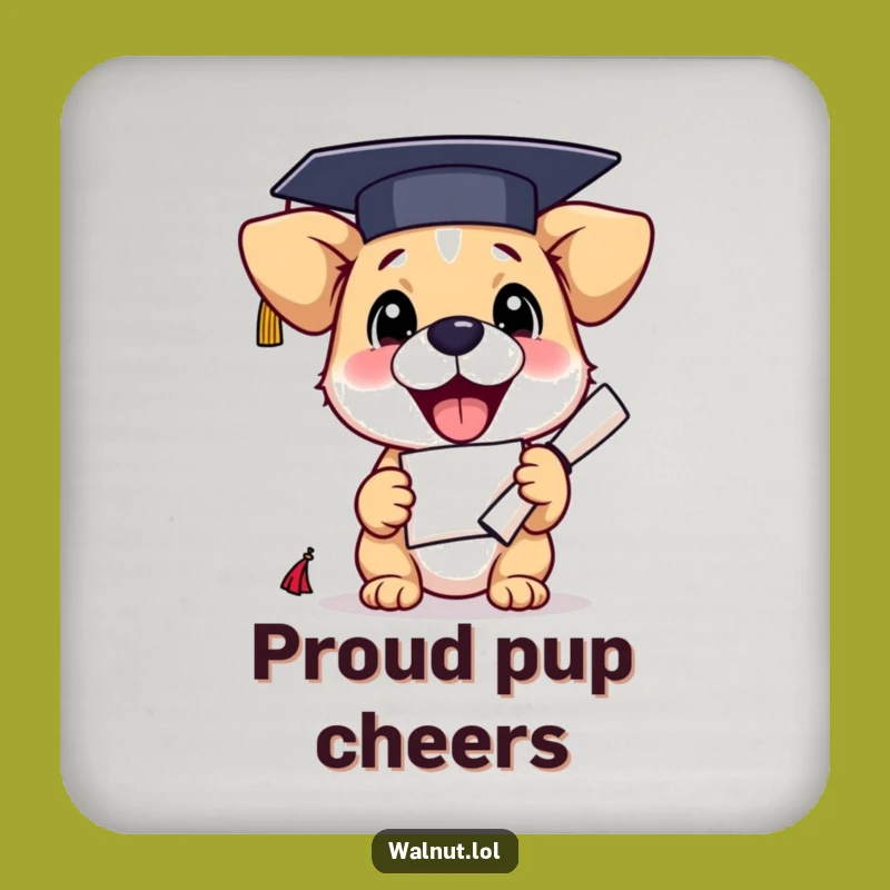 Funny Graduation Dog Coaster: Protect Your Surfaces with This Hilarious Pup Diploma Decor Gift