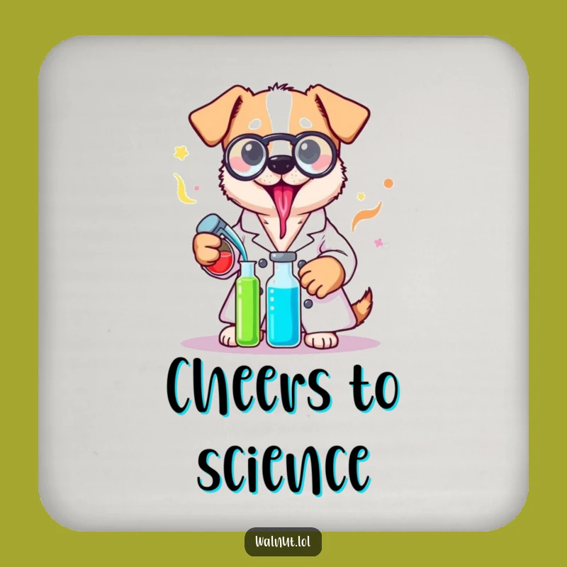 Funny Lab Coat Dog Coaster: Protect Surfaces with Science - Hilarious Chemist Decor Gift