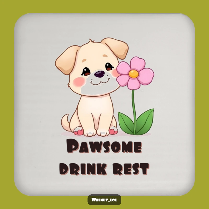 Funny Dog Flower Smile Drink Coaster: Protect Surfaces with Gentle Charm