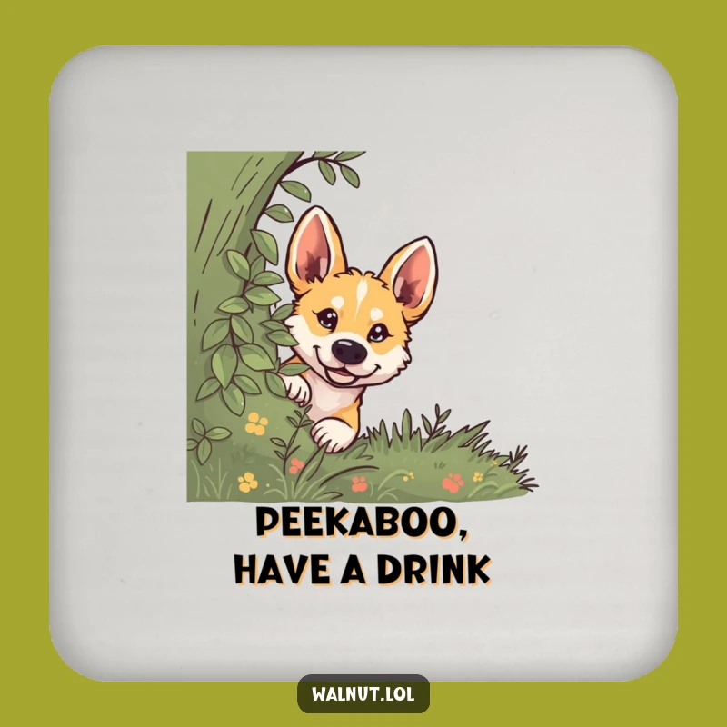 Funny Curious Dog Peeking Coasters: Protect Surfaces with Intrigue