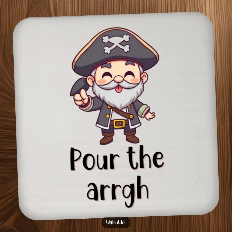 Funny Pirate Coaster featuring a character giving a hearty Arrgh! gesture, perfect for protecting surfaces with bold pirate style.
