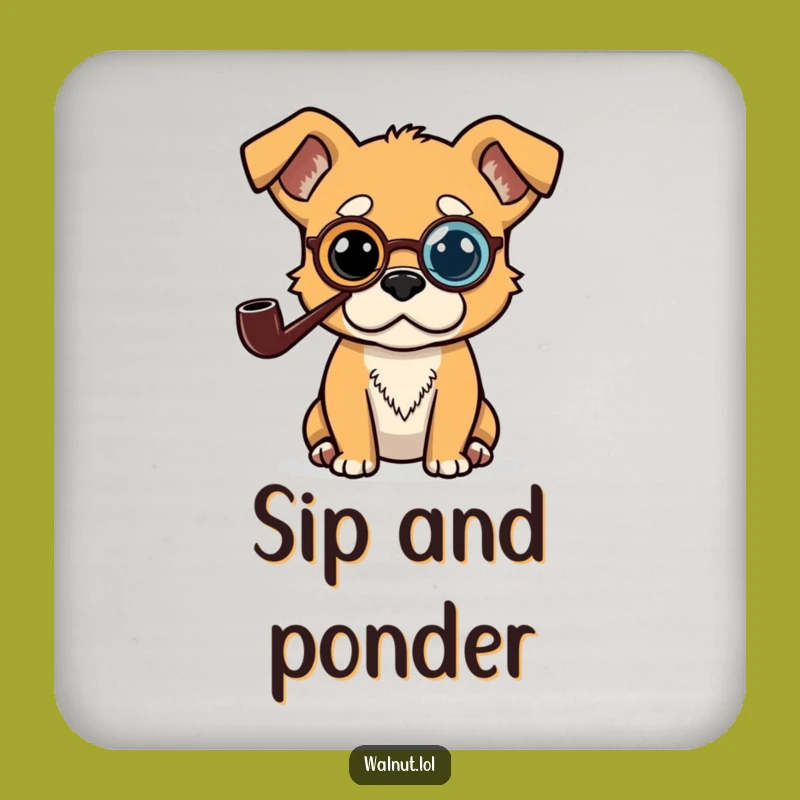 Funny Monocle Dog Coaster: Protect Surfaces with Sophisticated Humor Gift