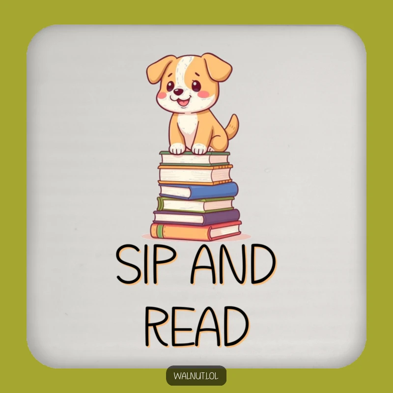 Funny Dog Book Stack Coaster: Protect Surfaces with Literary Humor