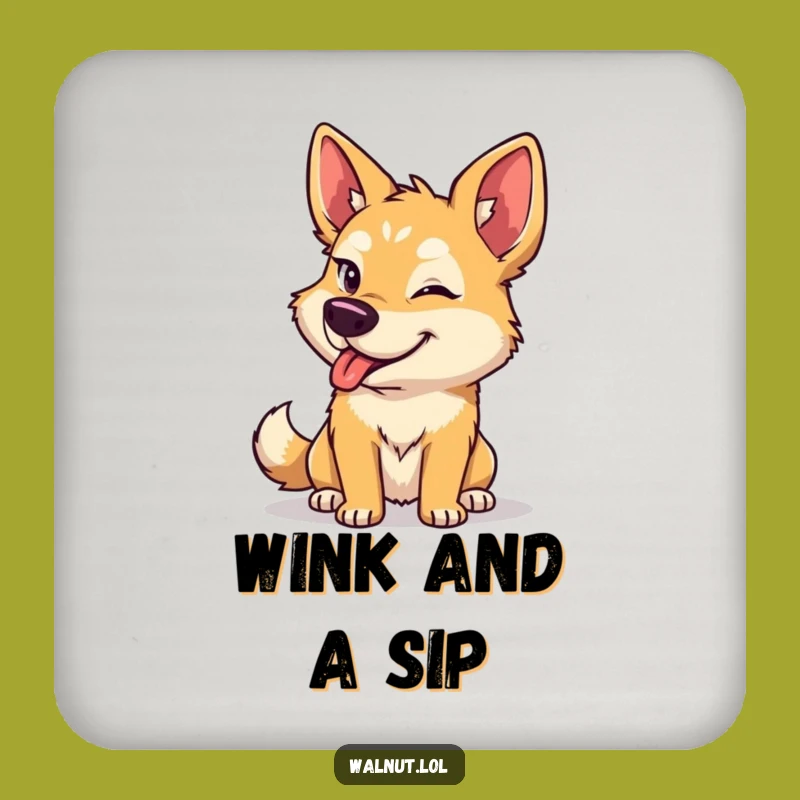 Funny Dog Wink Coaster: Sip with a Smile, Perfect Gift!
