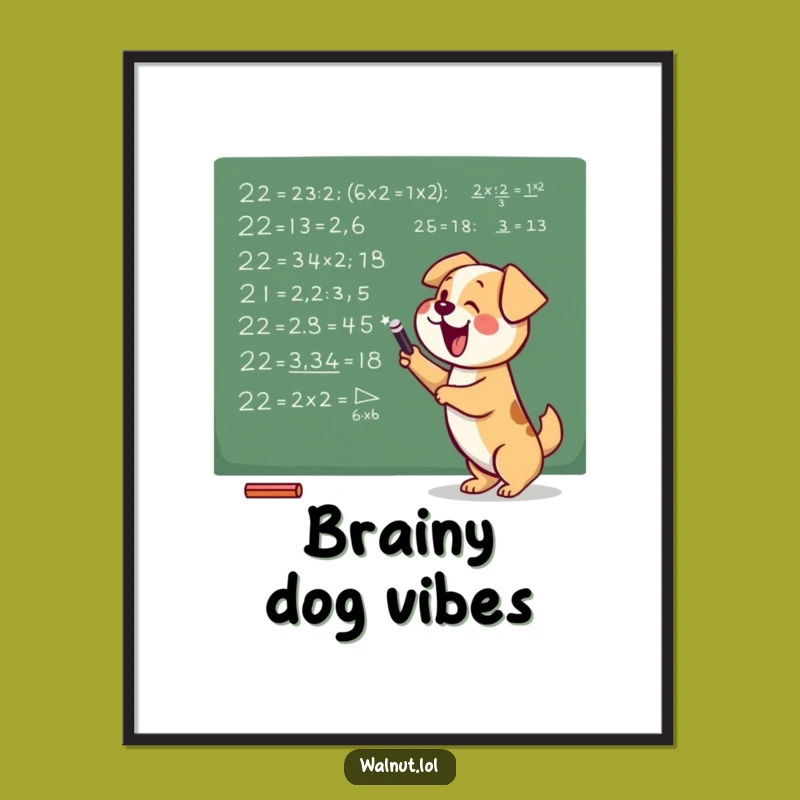 Funny Dog Chalkboard Art Poster: Smart Equations, A Hilarious Wall Decor Funny Gift