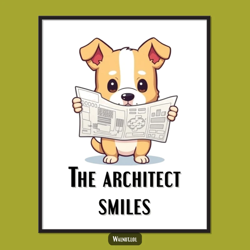 Funny Blueprint Dog Art Poster: Curious Canine Design, Hilarious Wall Decor Funny Gift