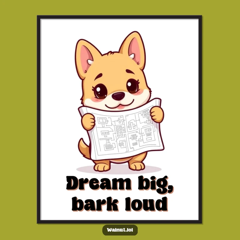 Funny Blueprint Dog Poster: Decorate with Genius - Hilarious Architect Pup Art Gift