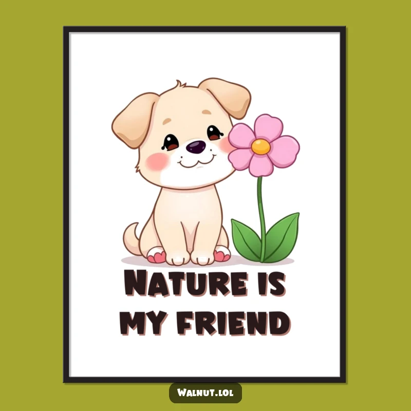 Funny Dog Flower Smile Poster: Decorate Your Walls with Gentle Joy