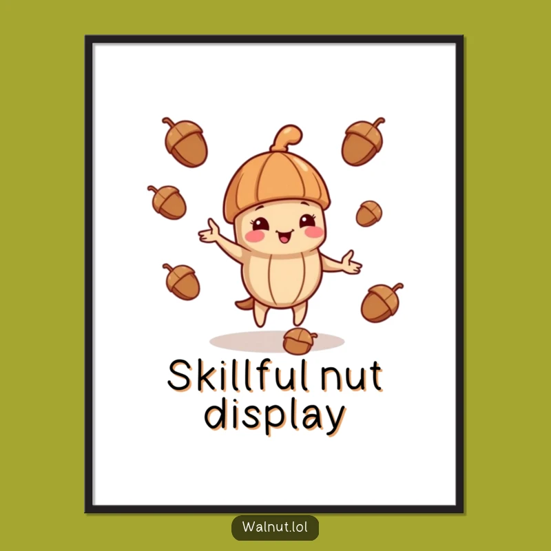 Funny Juggling Walnut Poster - Jaunty Cap Wall Art Gift
