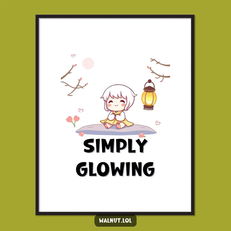 Funny Lantern Light Art Poster: Cheerful Character and Twinkling Glow Decor