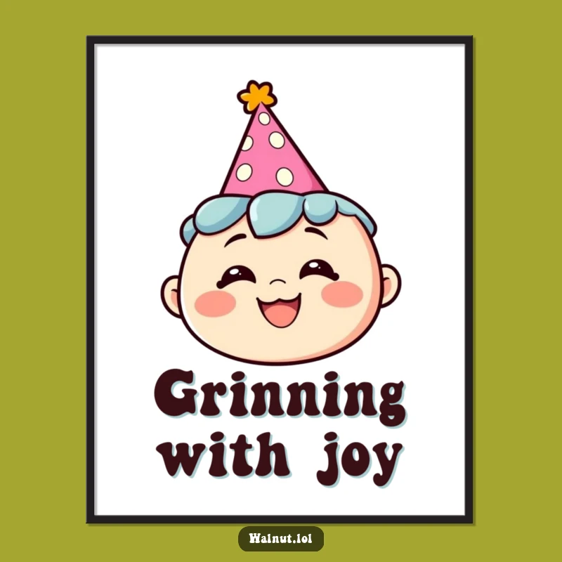 Funny Party Poster: Character Grin & Hat, Humorous Wall Art Gift