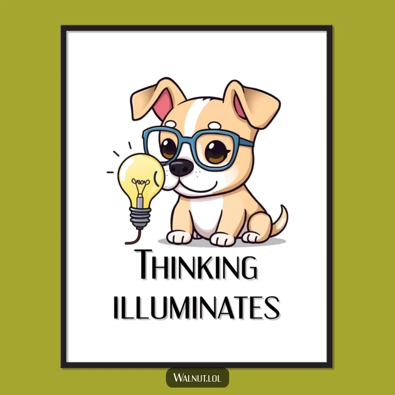 Funny Smart Dog Poster: Decorate with Brains using this Intellectual Character Art