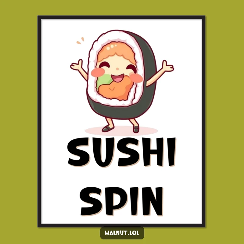 Funny Sushi Dance Poster - Vibrant Food Art, Unique Funny Gift