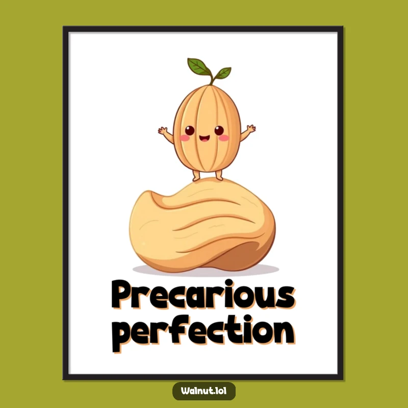 Funny Walnut & Cashew Art: Nutty Balance Scene, Whimsical Decor Gift