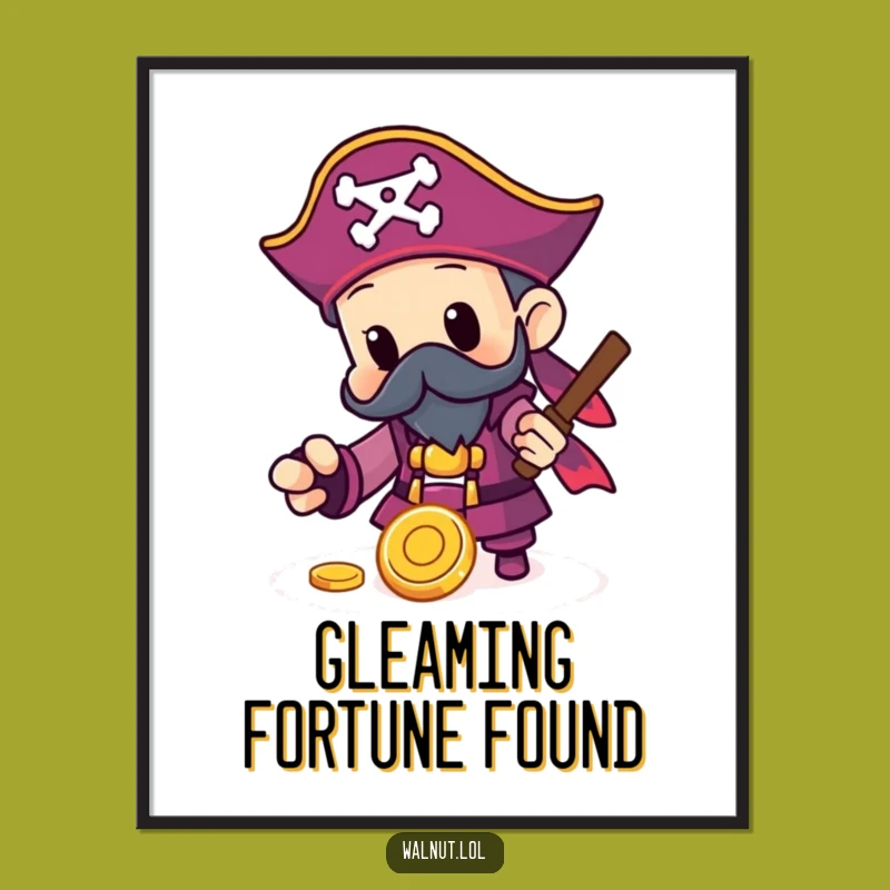 Funny Pirate Gold Coin Poster: Shiny Treasure Art, Perfect Funny Gift