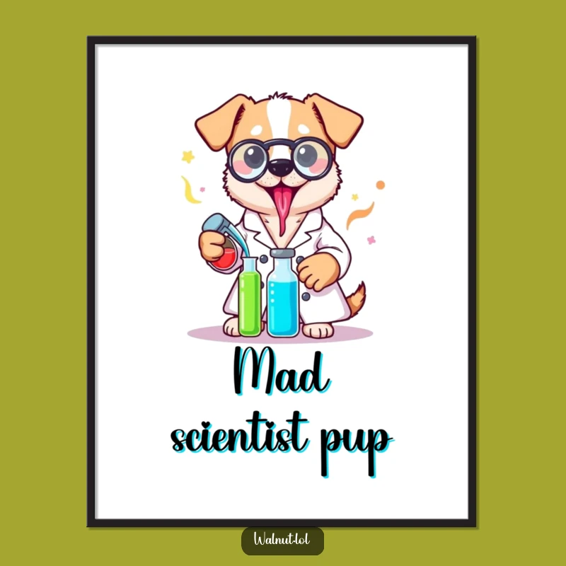 Funny Lab Coat Dog Poster: Decorate Your Lab with Humorous Science Art Gift