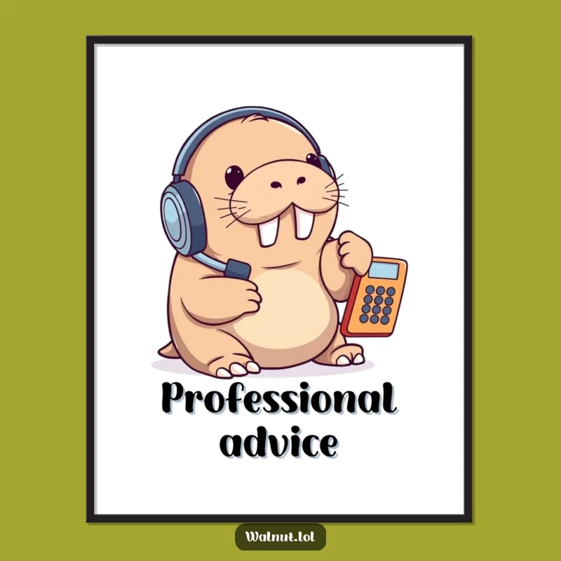Funny Walrus Customer Service Poster: Decorate with Hilarious Support Vibes