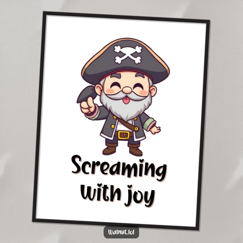 Funny Pirate Poster of a character giving a hearty Arrgh! gesture, capturing bold enthusiasm and pirate spirit.