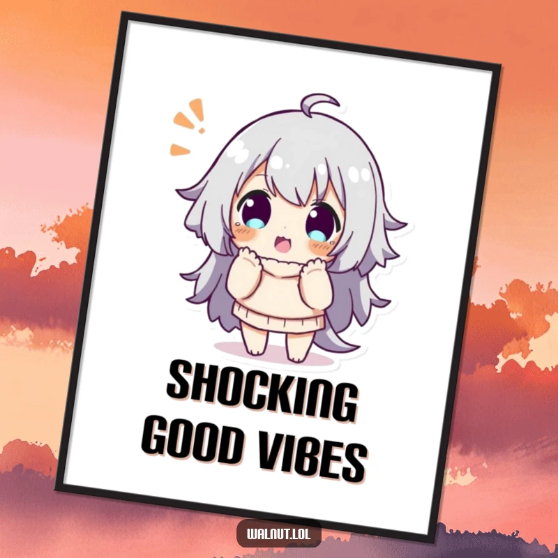 Funny poster print of a character striking a playful, surprised pose, adding humorous and expressive wall art.