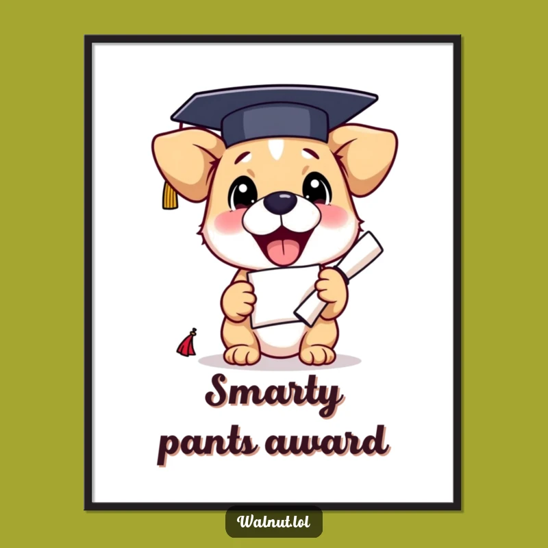 Funny Graduation Dog Poster: Decorate Your Space with This Hilarious Pup's Diploma Delight