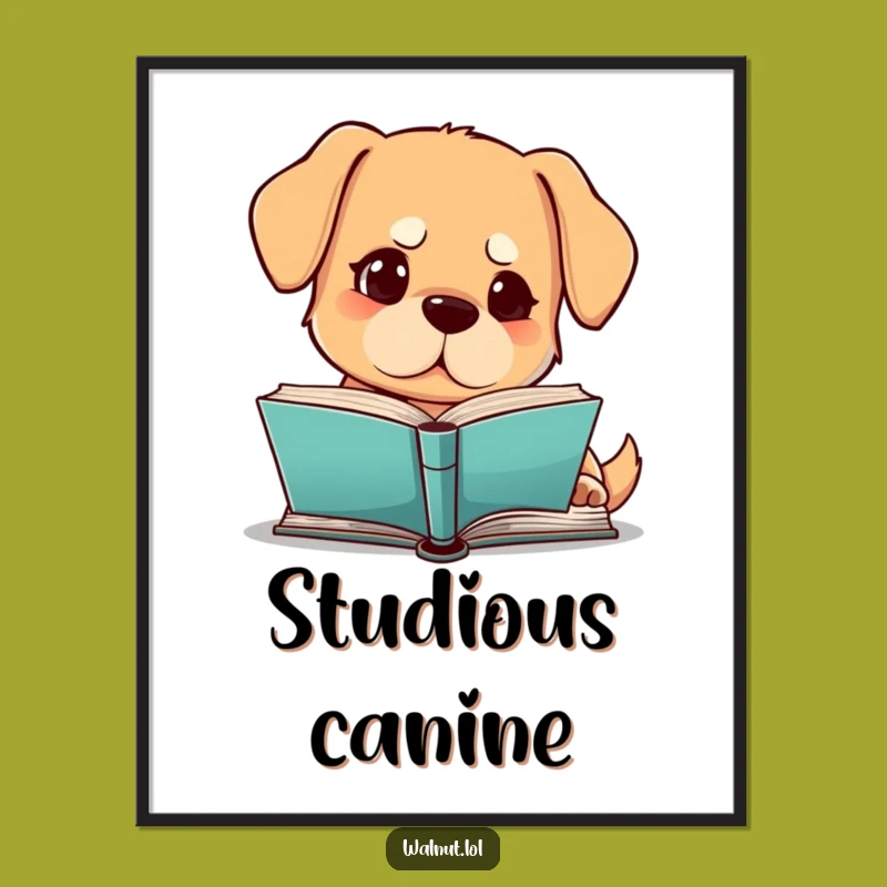 Funny Dog Reading Poster: Intellectual Pup Art, Perfect Funny Gift Decor!