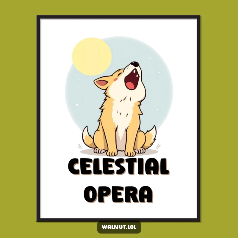 Vibrant Funny Moon Howler Poster, Night Sky Art, Great Funny Gift