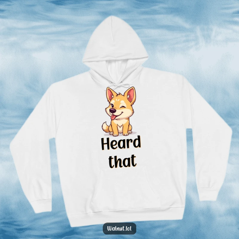Funny dog hoodie featuring a wild dog giving a knowing, mischievous wink, adding a touch of playful mystery.