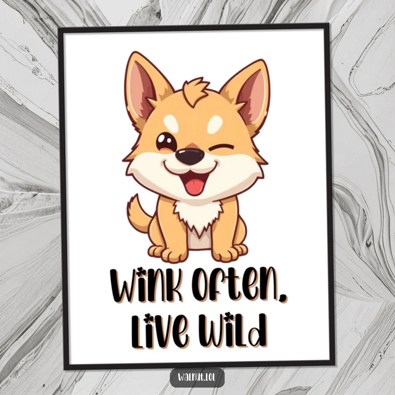 Funny Free Printable Wall Art: A wild dog character giving a sly, mischievous wink, adding a humorous and playful touch.