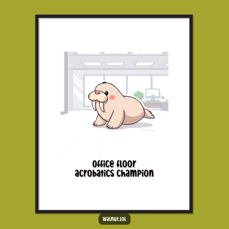 Free Printable Wall Art: Funny Office Walrus, Quirky Downloadable Decor