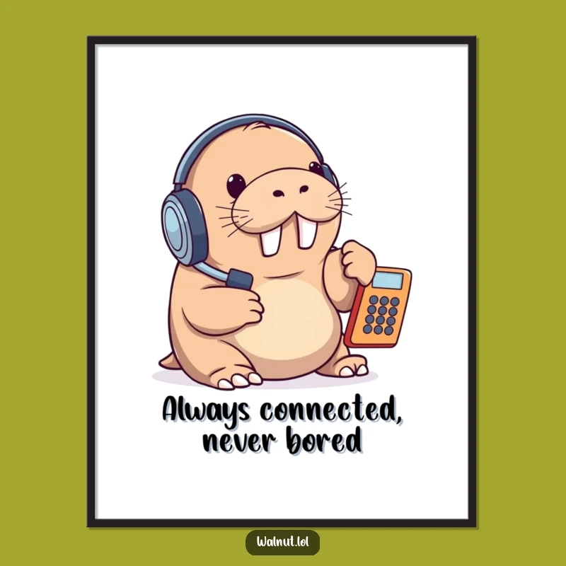 Free Printable Wall Art: Funny Office Walrus, Quirky Downloadable Decor