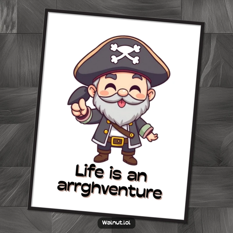 Funny Free Printable Wall Art: A pirate character performing a hearty Arrgh! gesture, exuding confidence and fun.