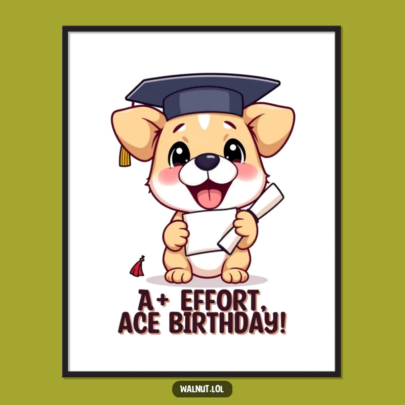 Funny Free Printable Graduation Dog Wall Art - Humorous Downloadable Home Decor