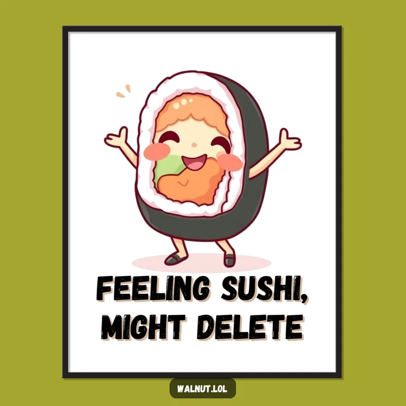 Funny Free Printable Wall Art Sushi Dancer Downloadable Quirky Foodie Decor