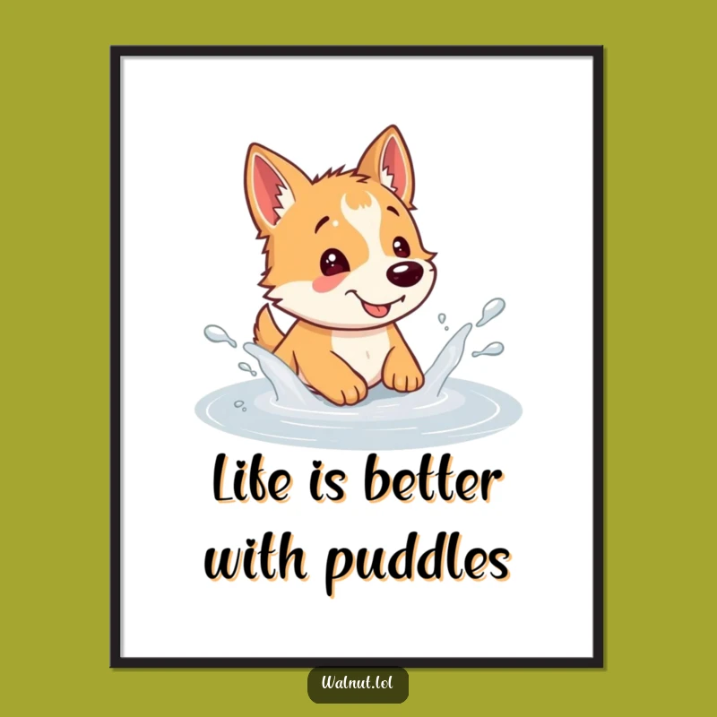 Funny Free Printable Wall Art: Wild Dog Splashing, Downloadable Art for Home Decor