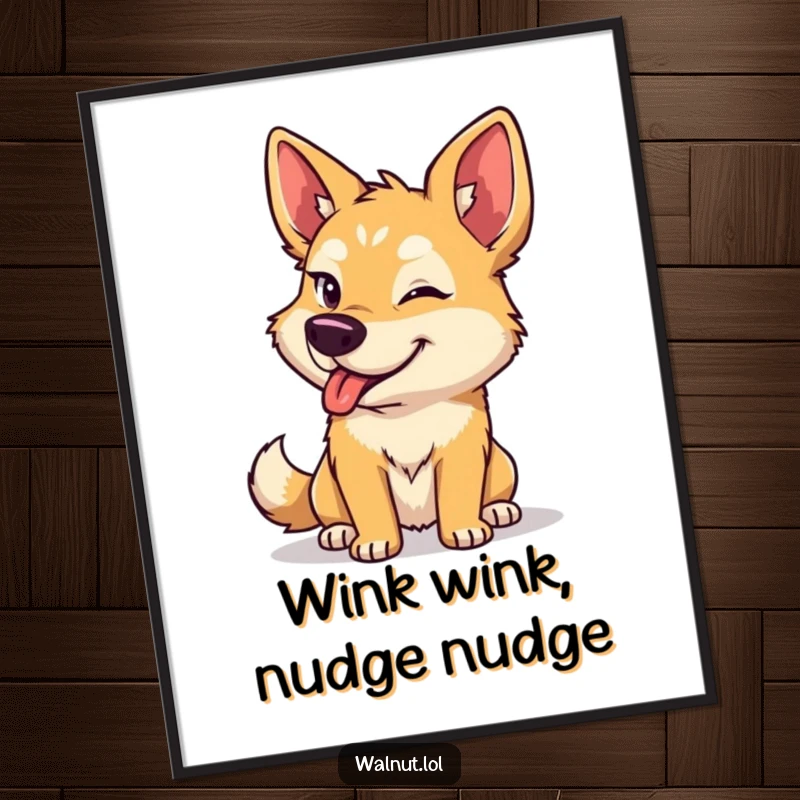 Free Printable Wall Art: A charismatic wild dog gives a memorable, mischievous wink, adding a fun touch to any room.