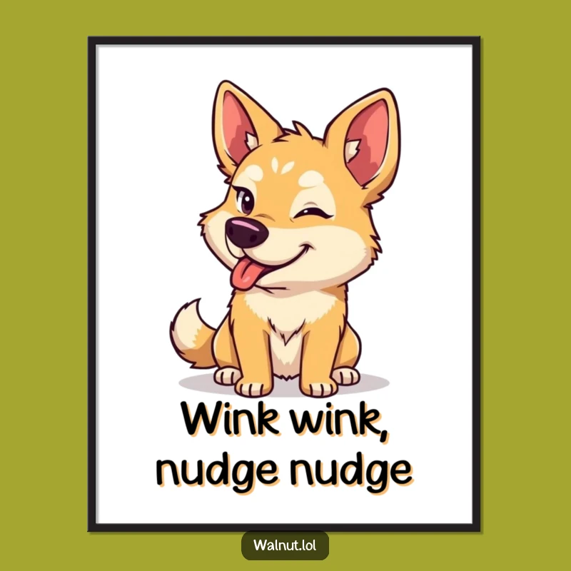 Funny Free Printable Wall Art: Winking Dog, Downloadable Art for a Playful Vibe