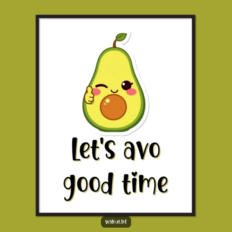 Funny Free Printable Wall Art Winking Avocado Downloadable Quirky Healthy Decor