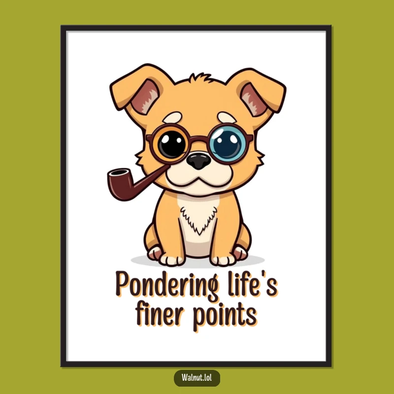 Free Printable Wall Art: Dapper Dog Pondering, Sophisticated Humor Download