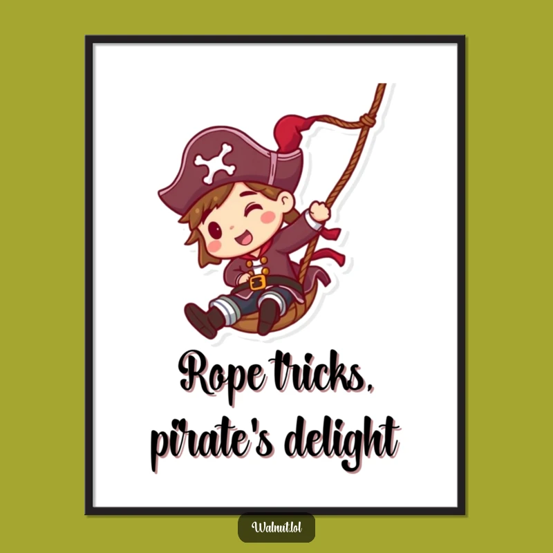 Funny Free Printable Pirate Rope Slide Wall Art - DIY Downloadable Decor