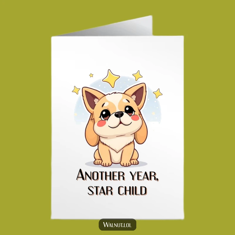 Free Printable Birthday Card: Wise Dog Gazing Stars Funny Humor