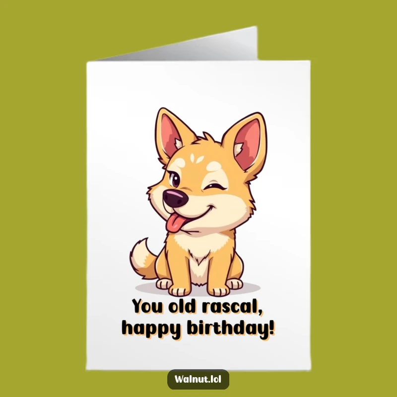 Free Printable Birthday Card: Cheeky Dog Wink Design for a Fun Surprise